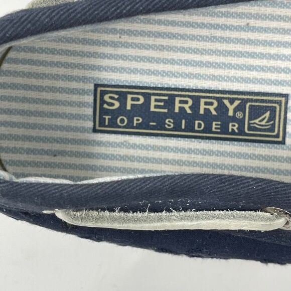 Sperry Womens Top Sider Lace Up Fashion Sneakers Eyelet Blue Deck Shoes US 7.5M - Picture 8 of 10